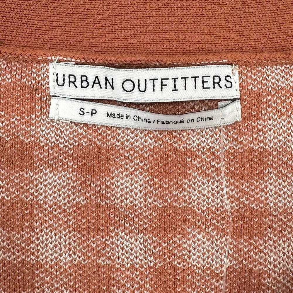 NWT Urban Outfitters Coral Orange "Pamela" Plaid Cardigan Sz S - Picture 7 of 10